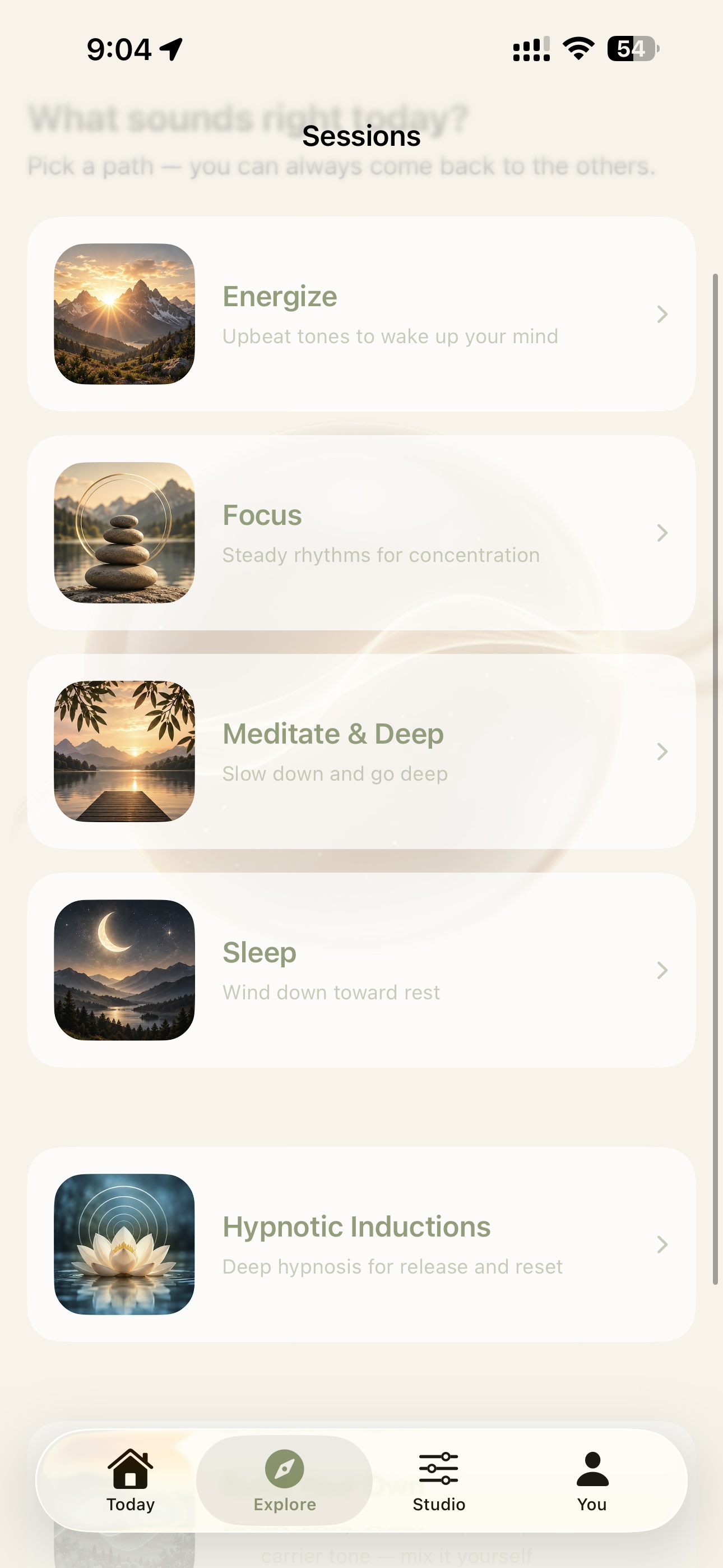 Alterstate sessions: Energize, Focus, Meditate & Deep, Sleep, and Hypnotic Inductions